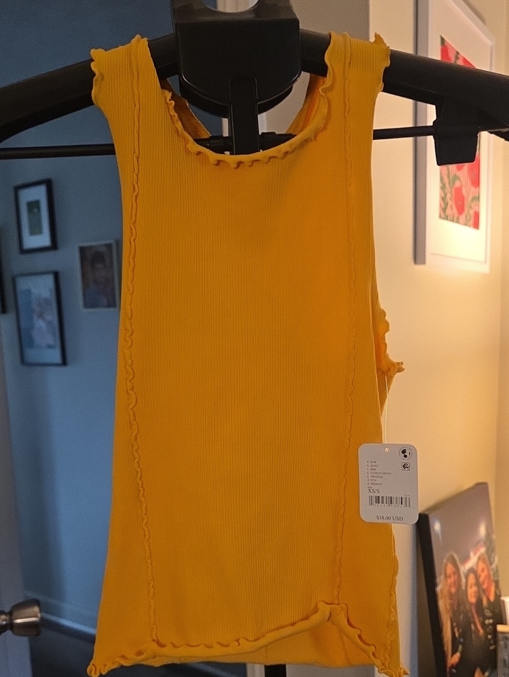 Free People Womens Ribbed Tank- Yellow XS/S